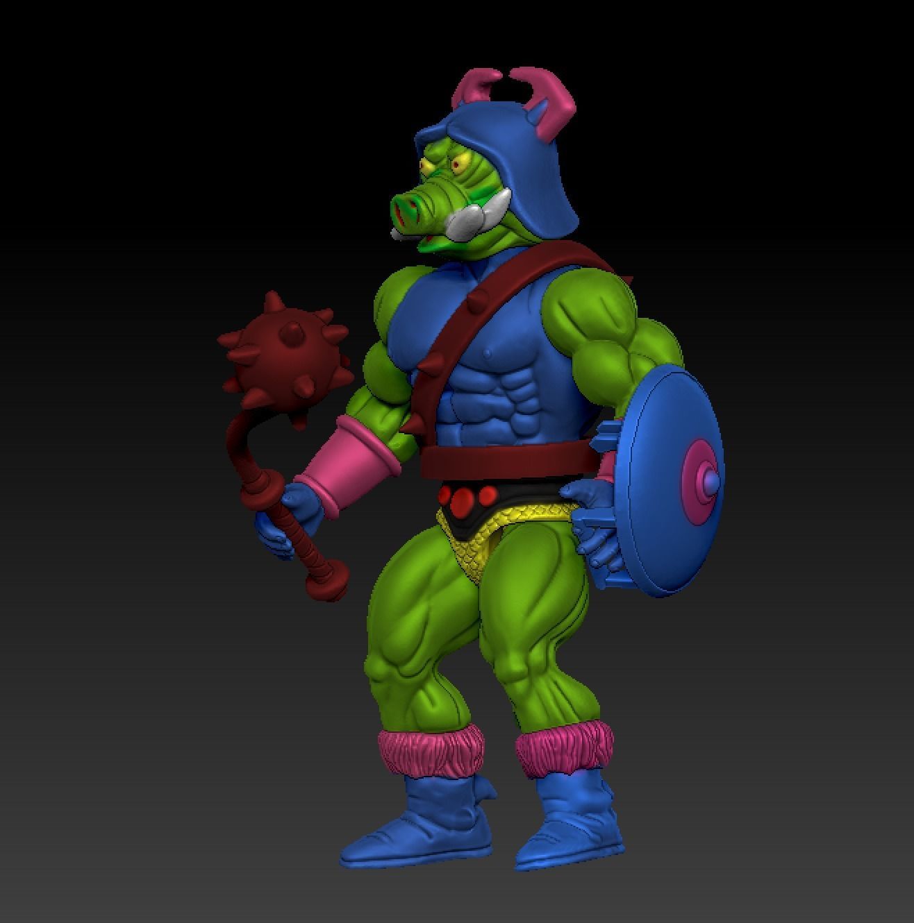 PIG HEAD sun man  3D print model_1