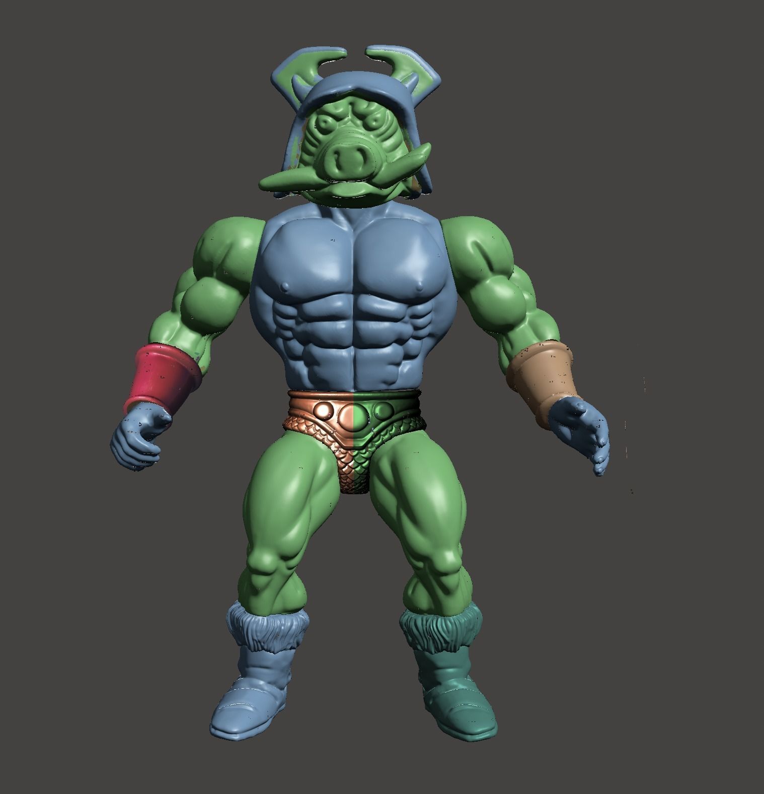 PIG HEAD sun man  3D print model_15