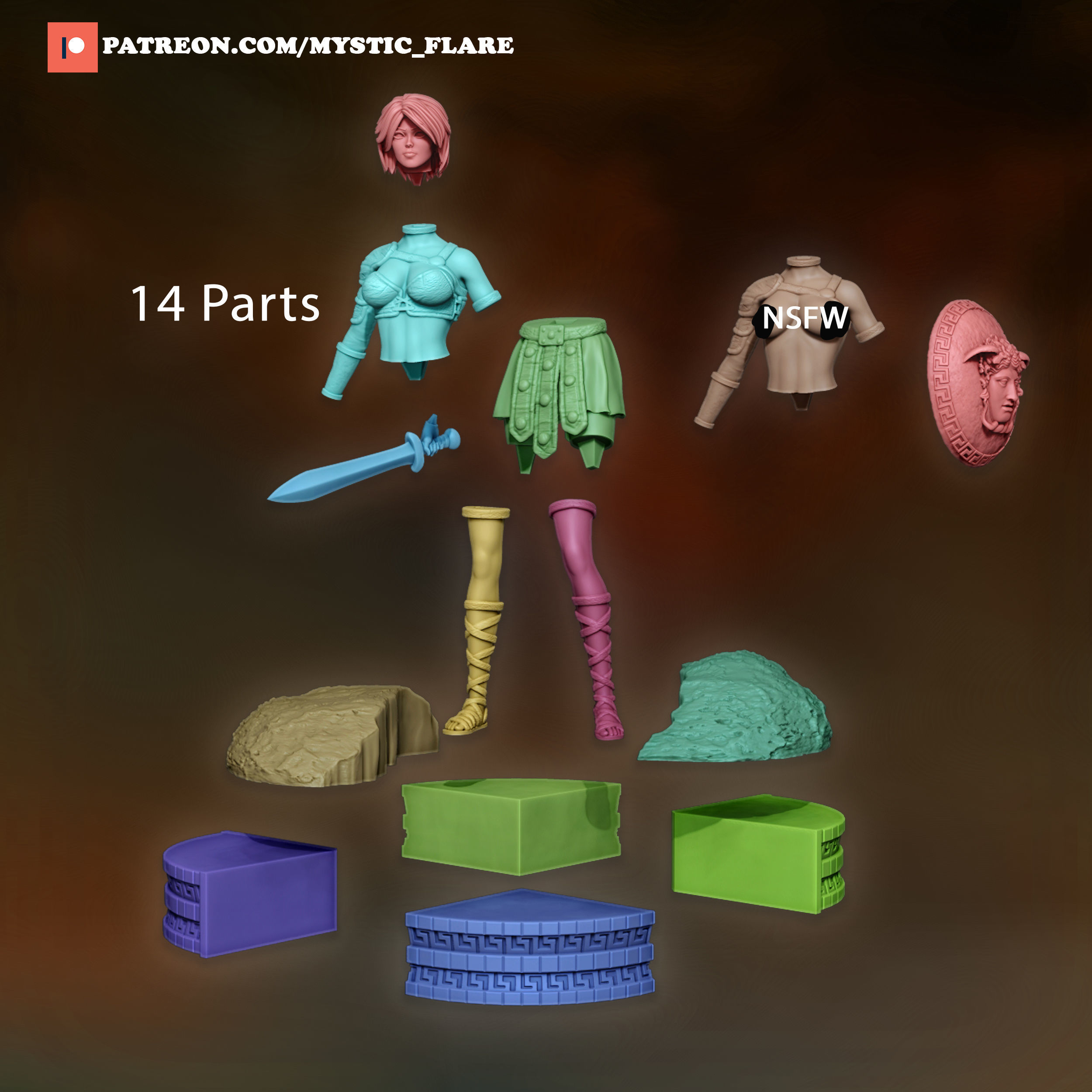 Gladiator Girl  3D print model_5