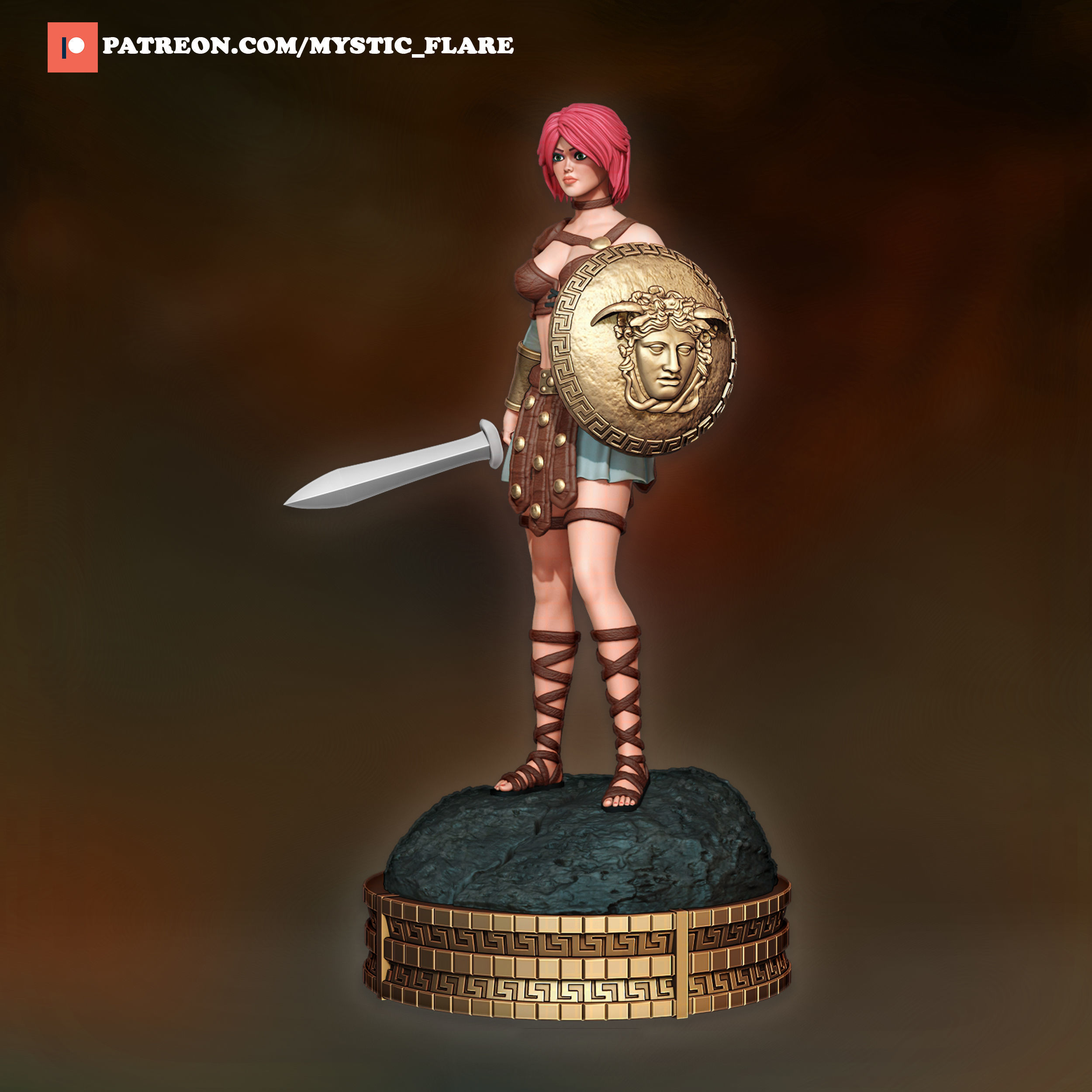 Gladiator Girl  3D print model_11