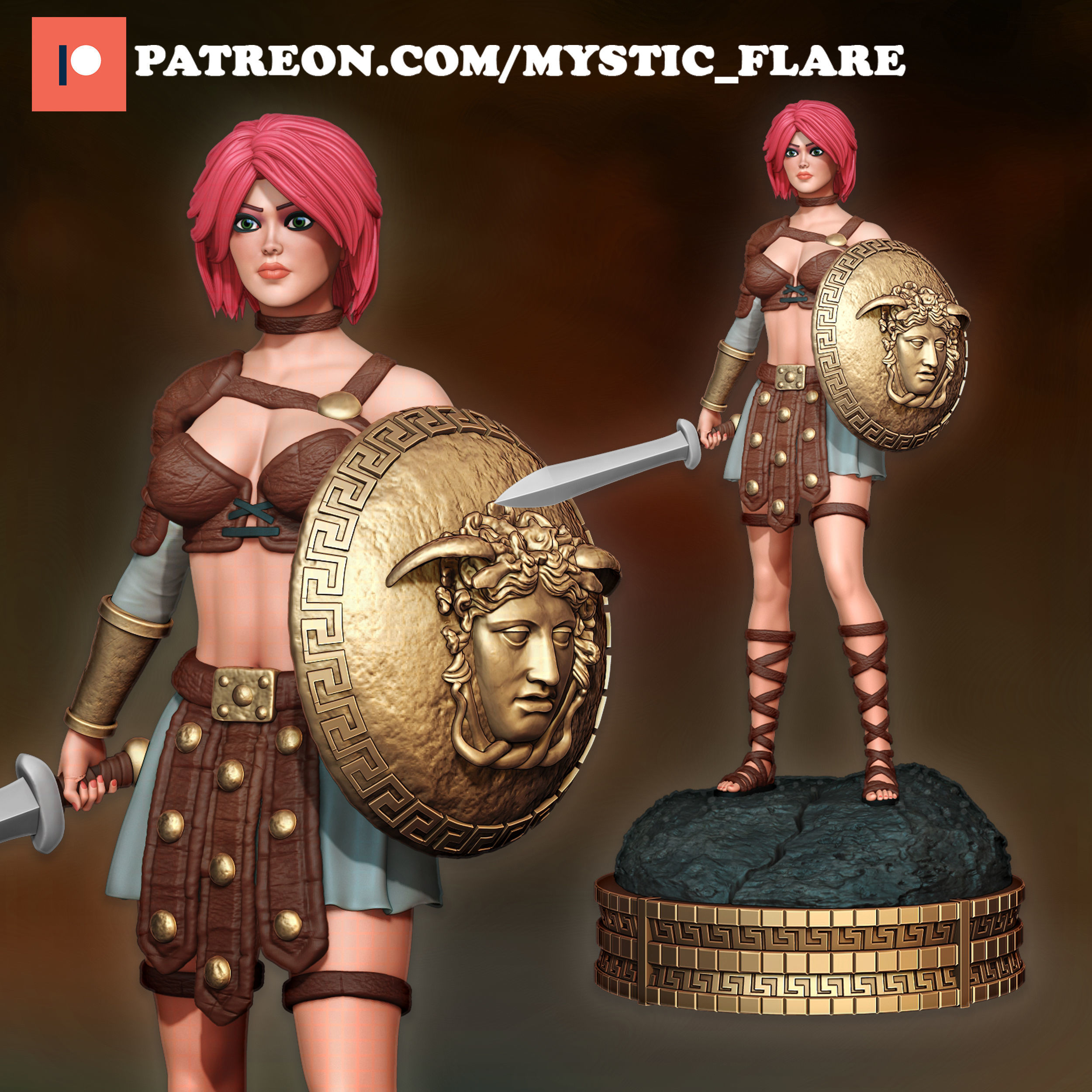 Gladiator Girl  3D print model_13