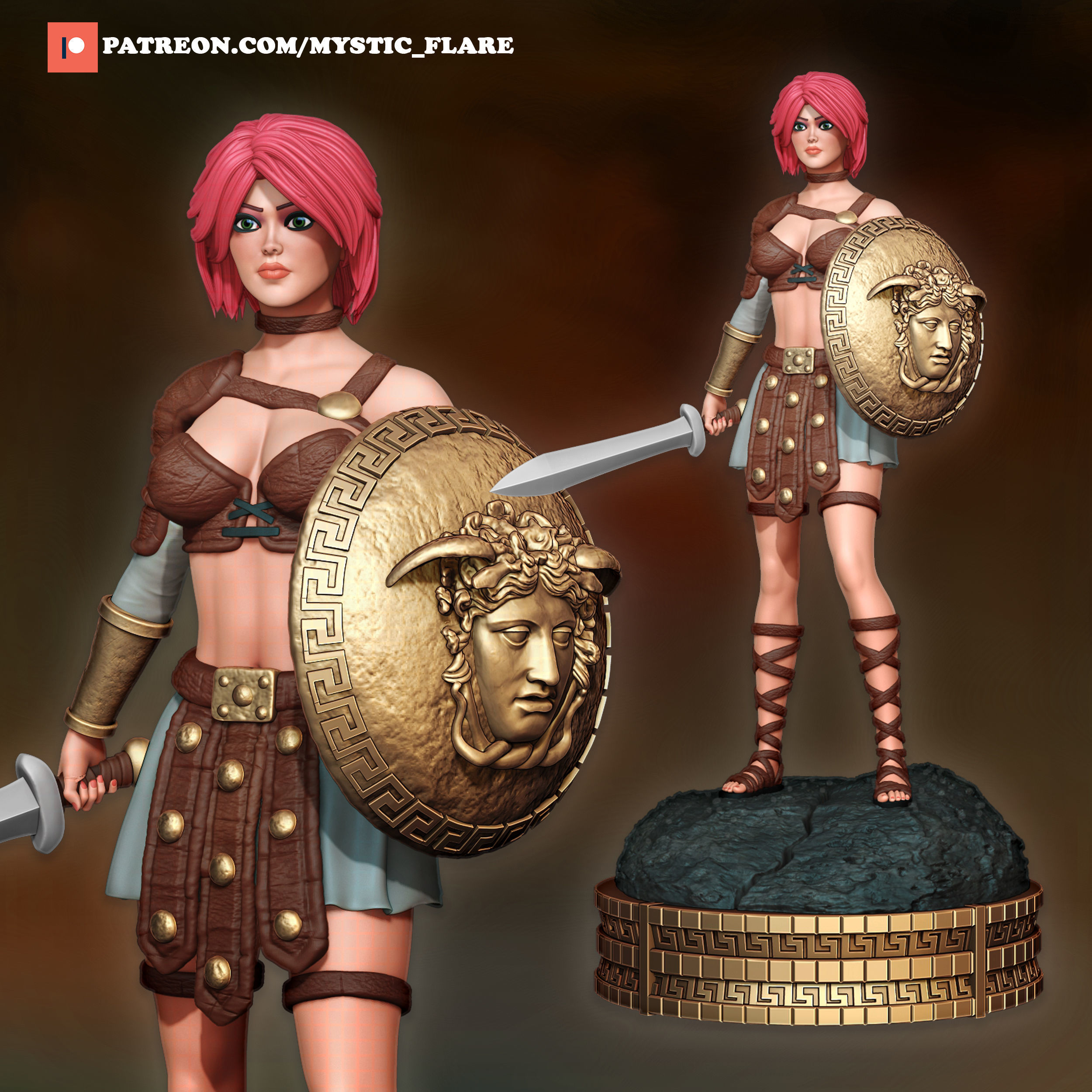 Gladiator Girl  3D print model_2