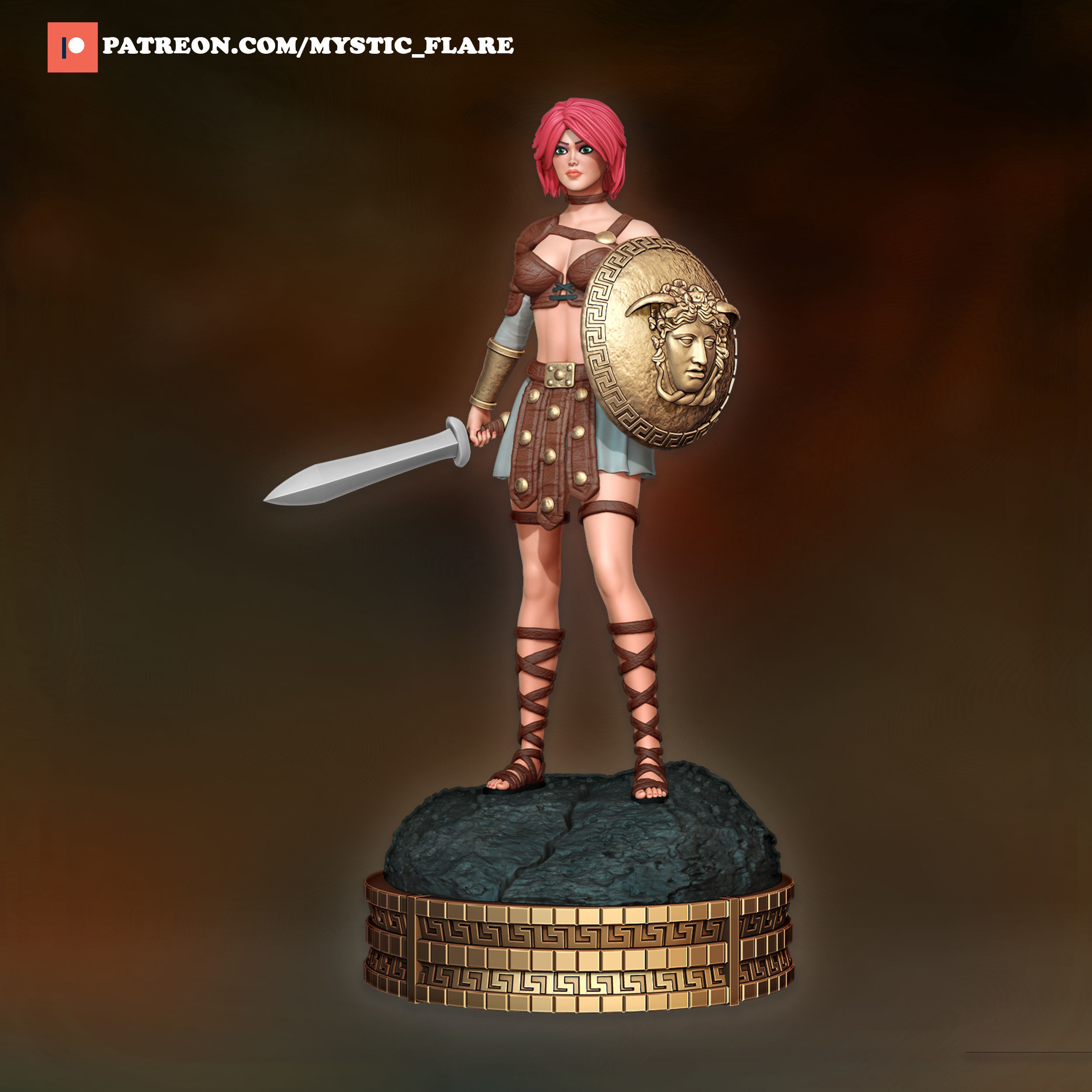 Gladiator Girl  3D print model_10