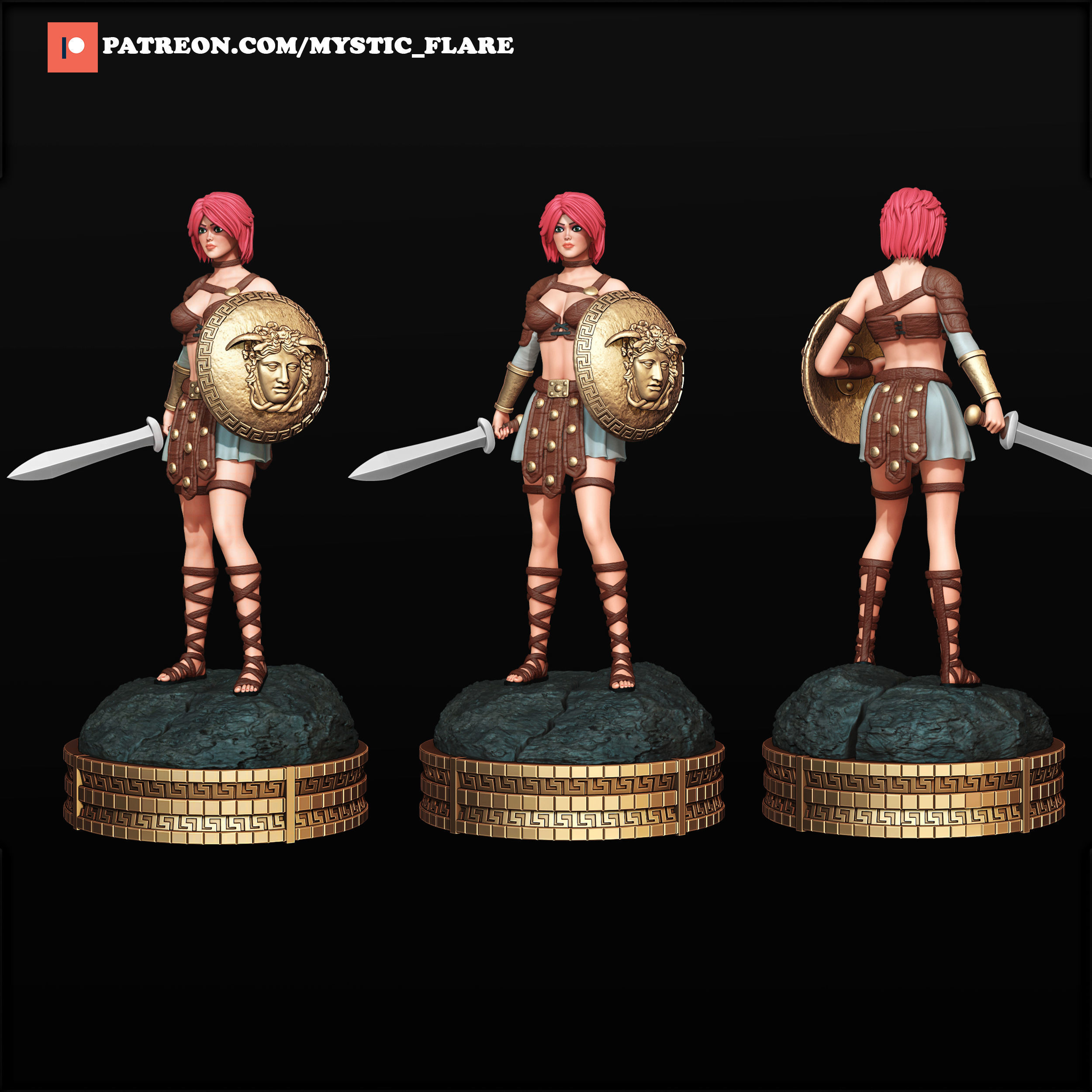 Gladiator Girl  3D print model_3