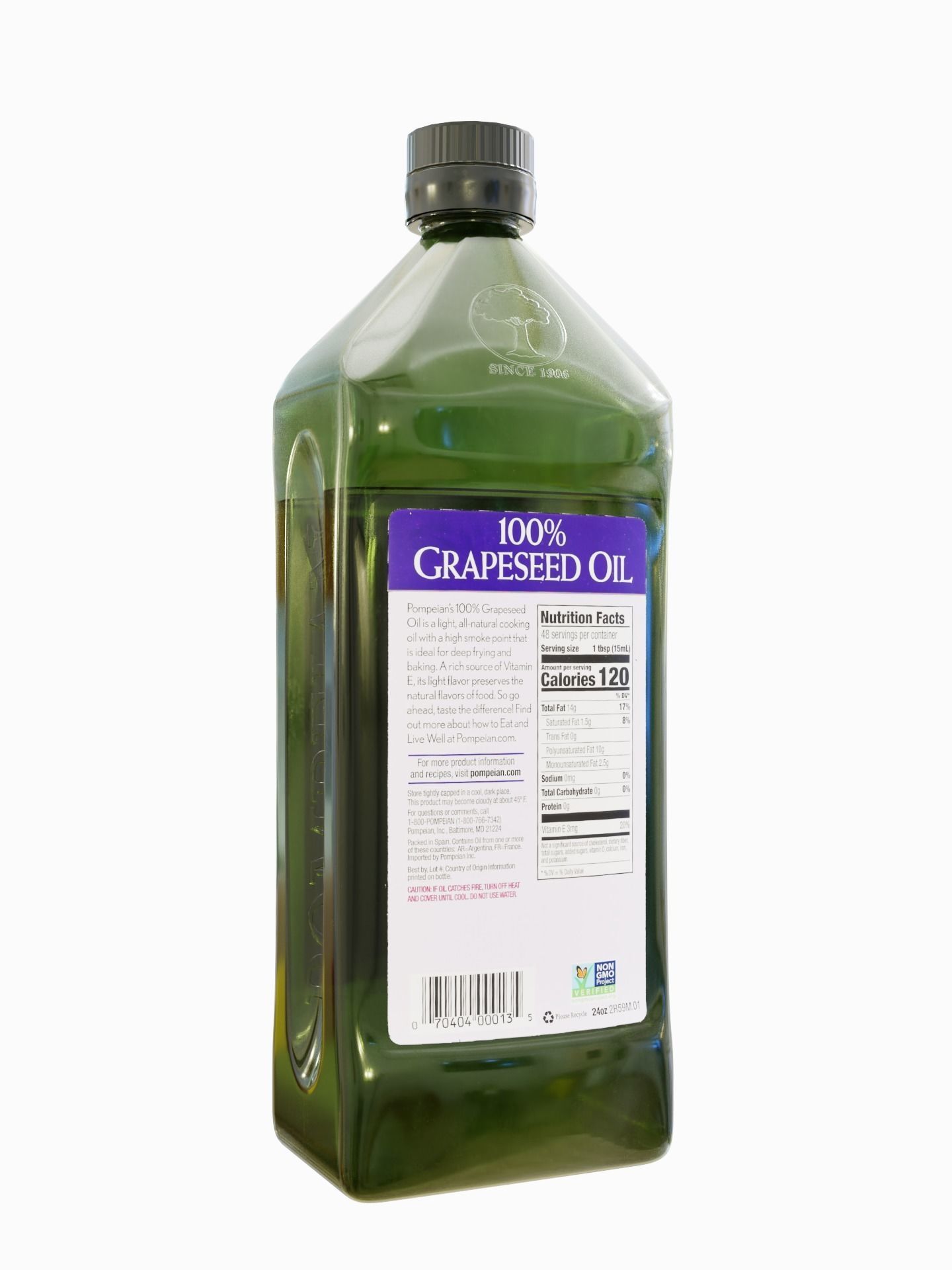 Pompeian Grapeseed Oil Bottle Free 3D model_1