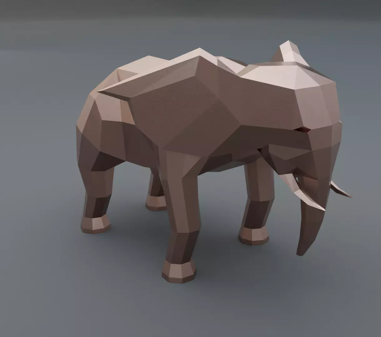 Copper elephant low poly 3D model for 3D print 3D print model