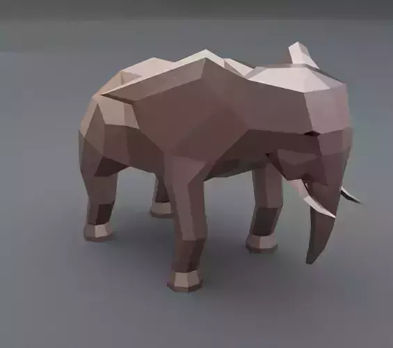 Copper elephant low poly 3D model for 3D print