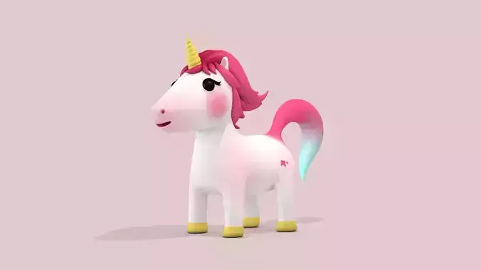 Cartoon Unicorn Red Hair