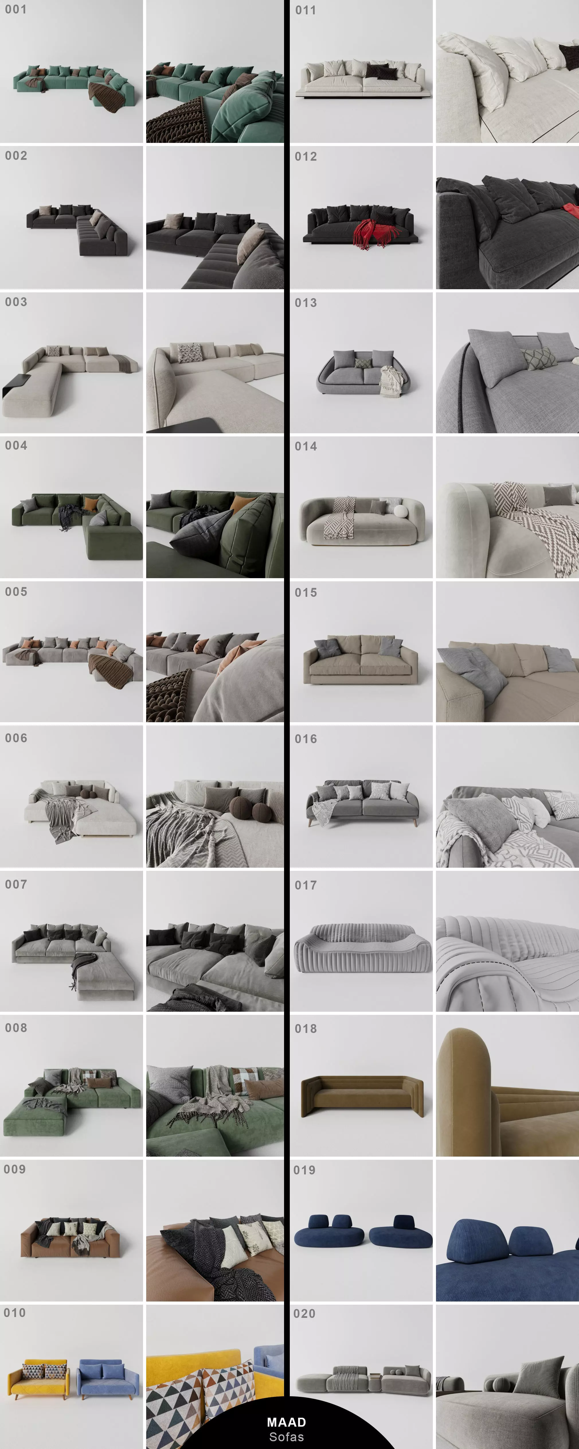 Group of Modern Sofas 3D model_0