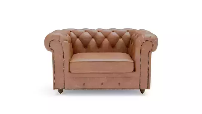 Tuffed Leather Sofa 3D Model