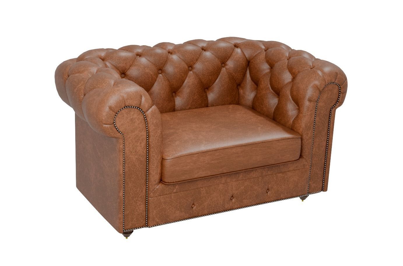 Tuffed Leather Sofa 3D Model Free low-poly 3D model_2