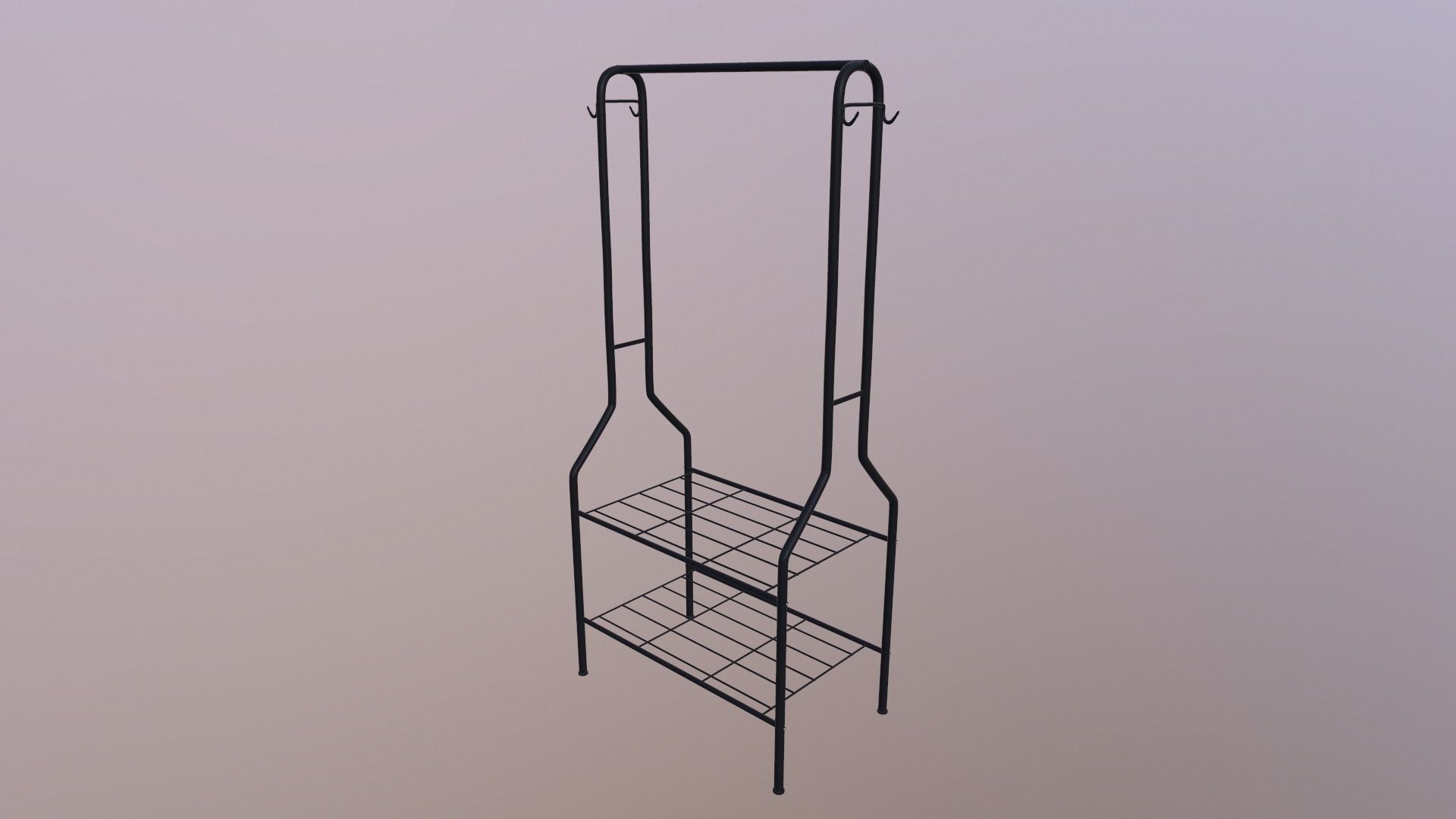 Clothes Rail with Shoe Rack Storage 3D model_3