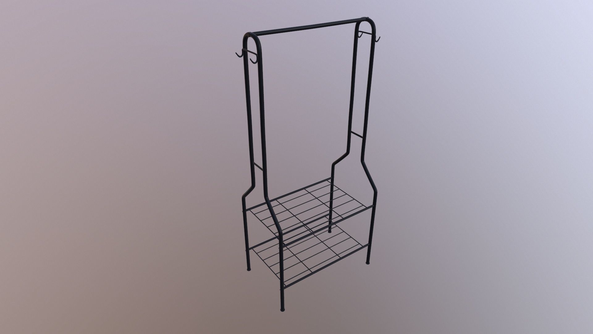 Clothes Rail with Shoe Rack Storage 3D model_6