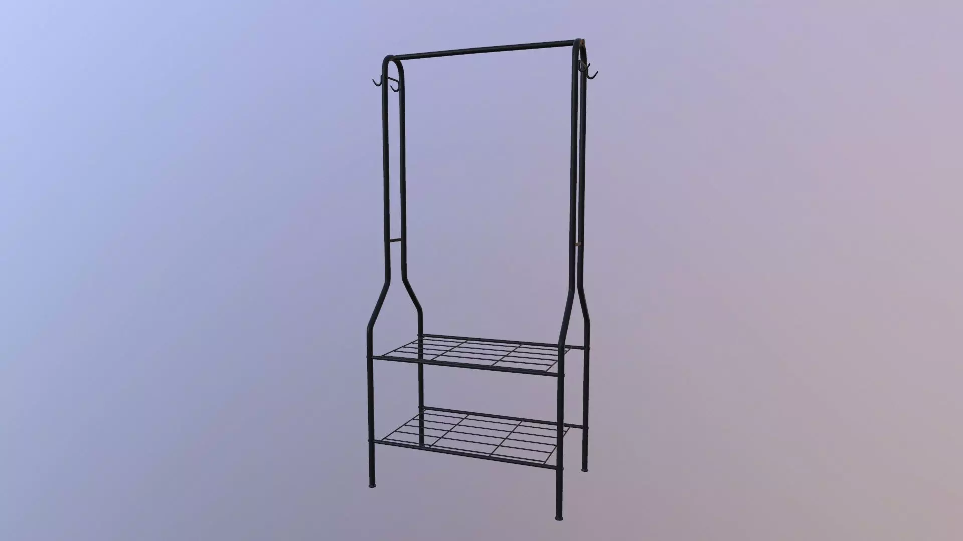 Clothes Rail with Shoe Rack Storage 3D model_0
