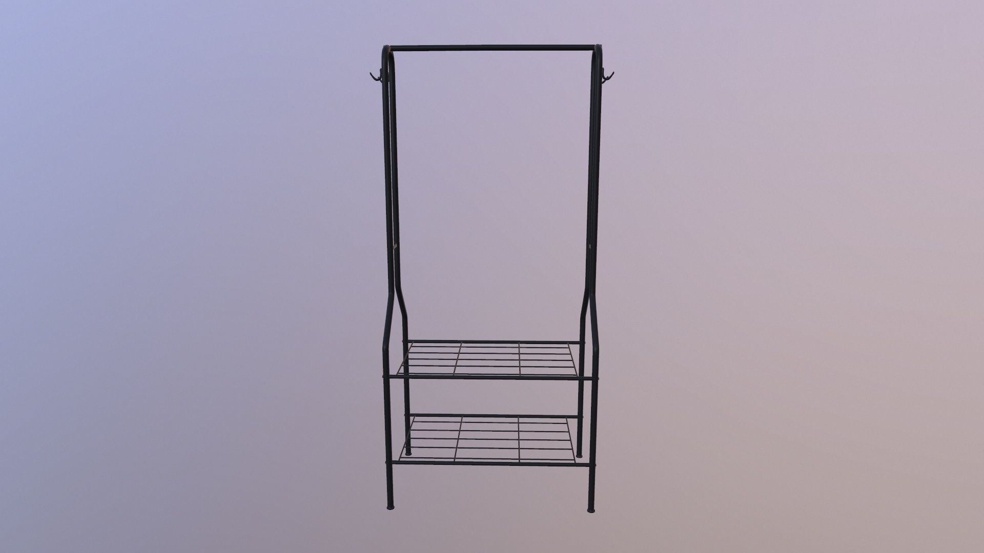 Clothes Rail with Shoe Rack Storage 3D model_2