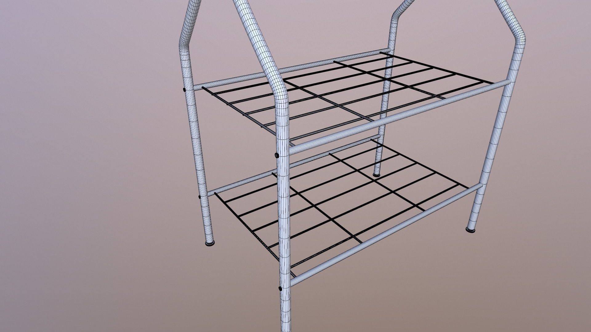 Clothes Rail with Shoe Rack Storage 3D model_8