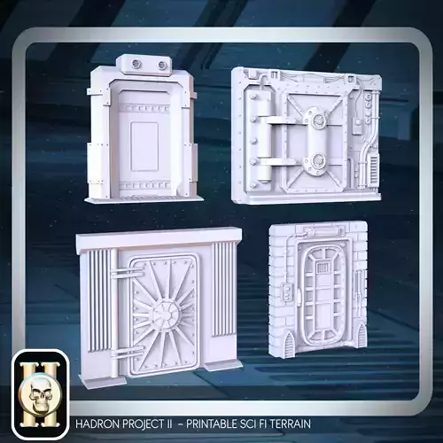 PACK 4 SCI FI DOORS - PRINTABLE 3D MODEL