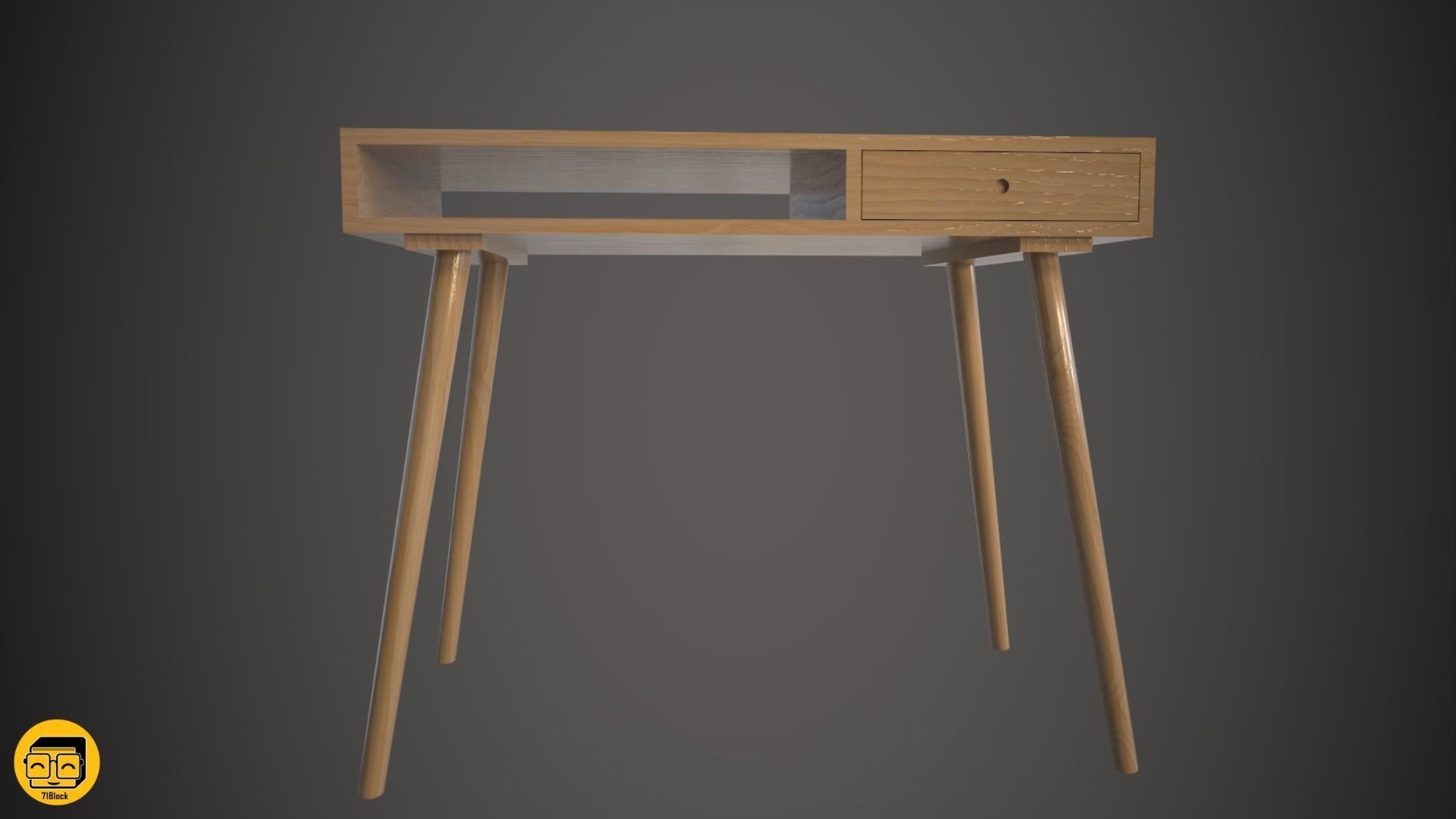 Office Desk with 4 different Materials Low-poly 3D model_2