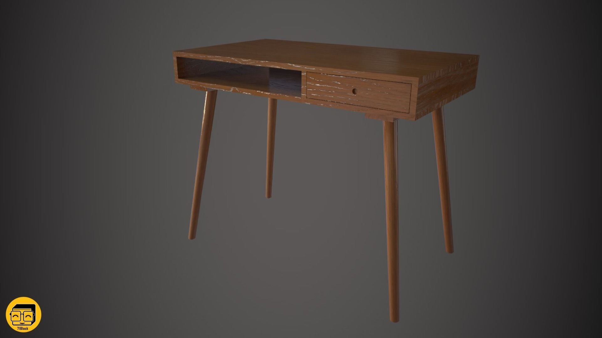 Office Desk with 4 different Materials Low-poly 3D model_1