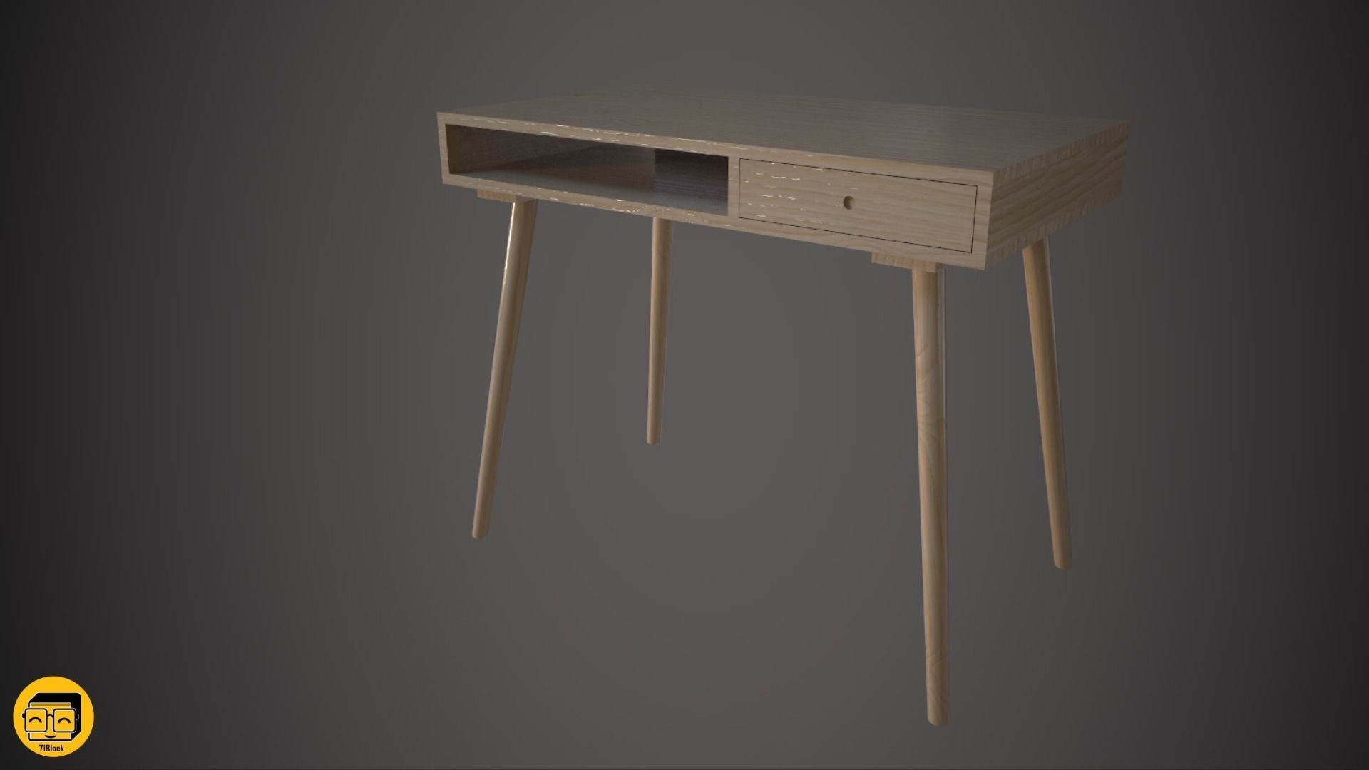 Office Desk with 4 different Materials Low-poly 3D model_4