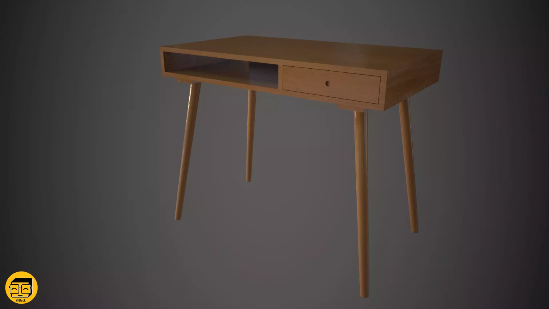 Office Desk with 4 different Materials Low-poly 3D model_0
