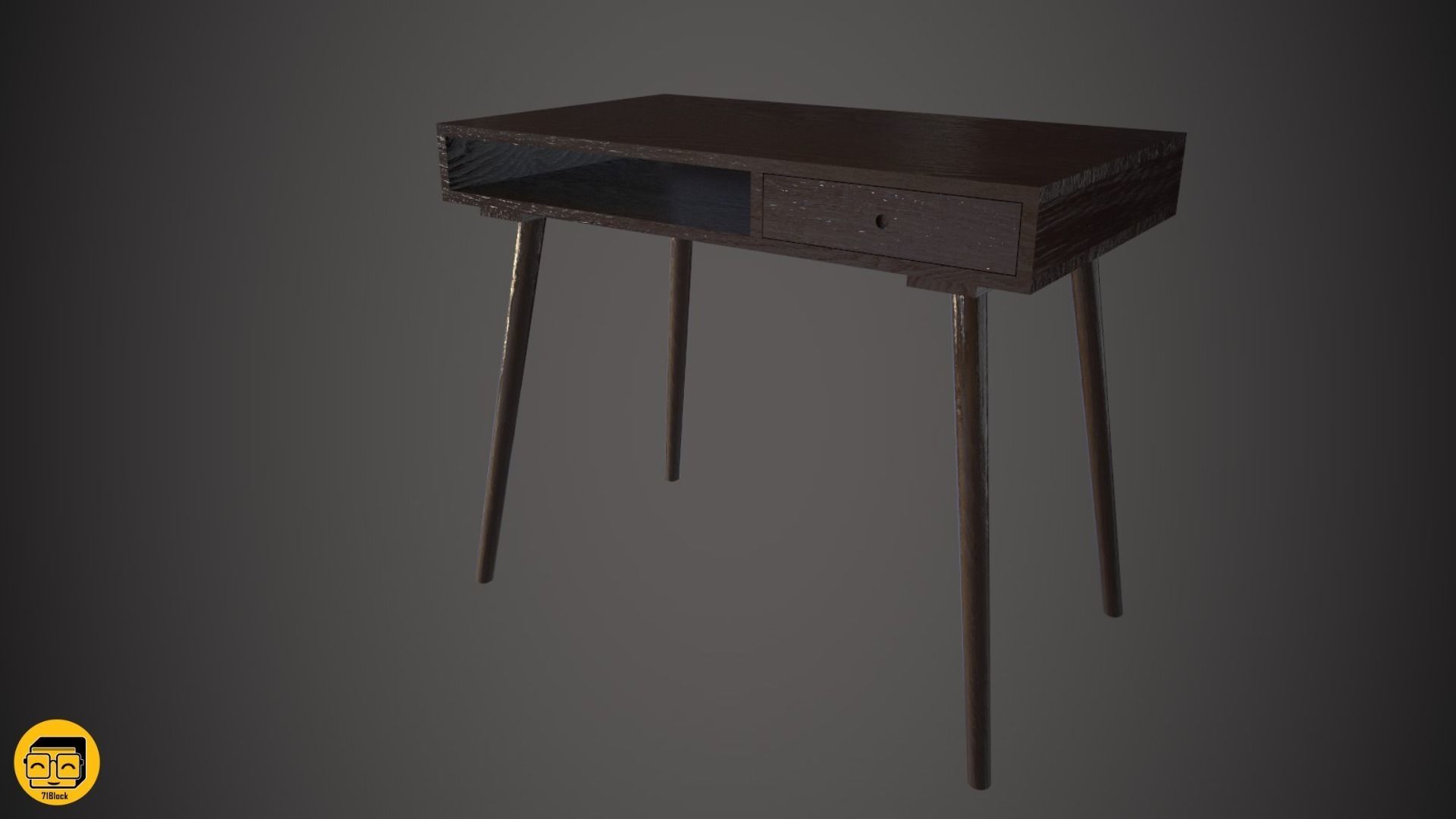 Office Desk with 4 different Materials Low-poly 3D model_5