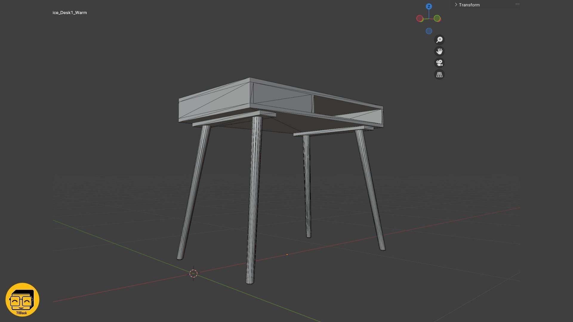 Office Desk with 4 different Materials Low-poly 3D model_7