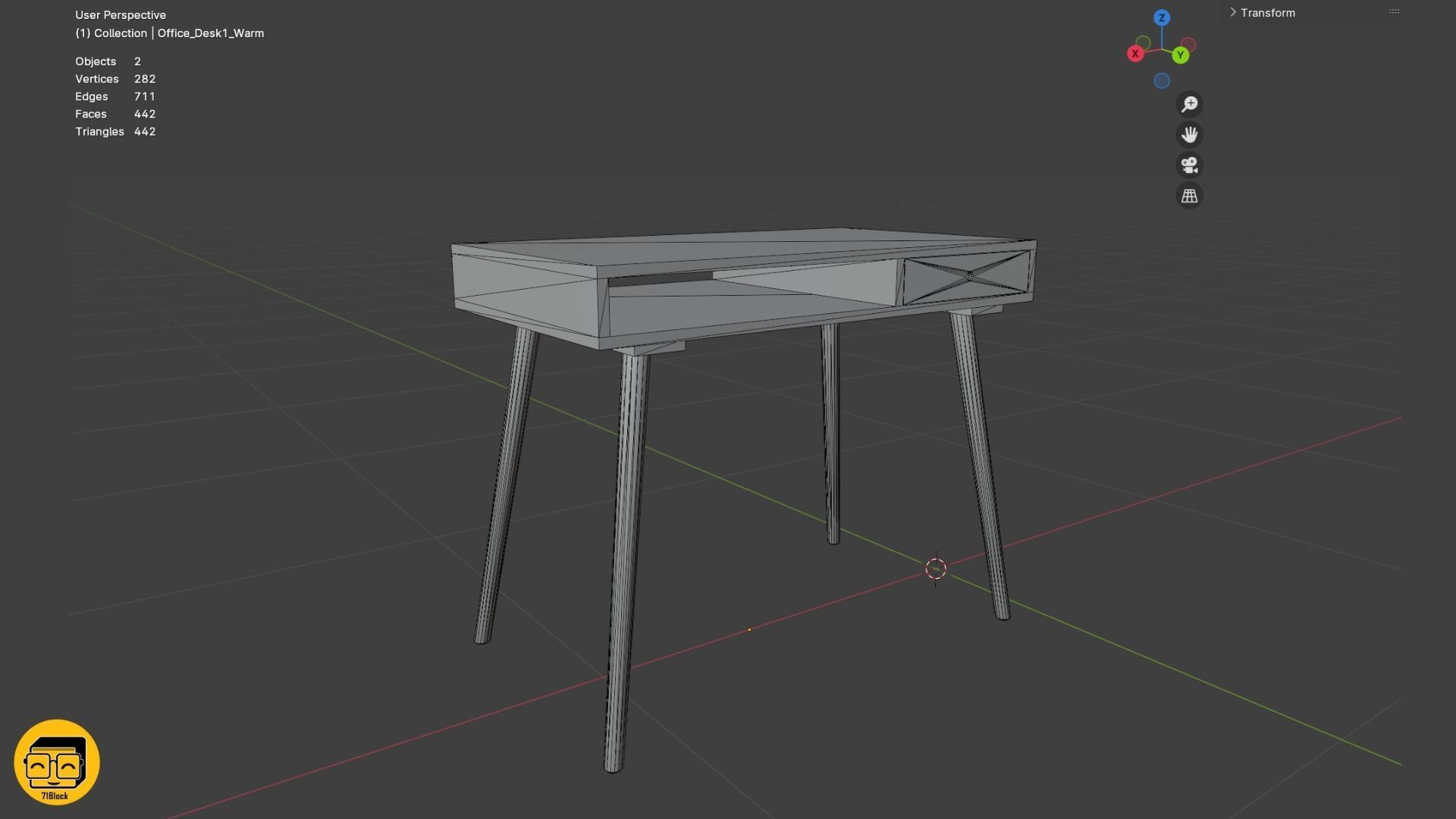 Office Desk with 4 different Materials Low-poly 3D model_6