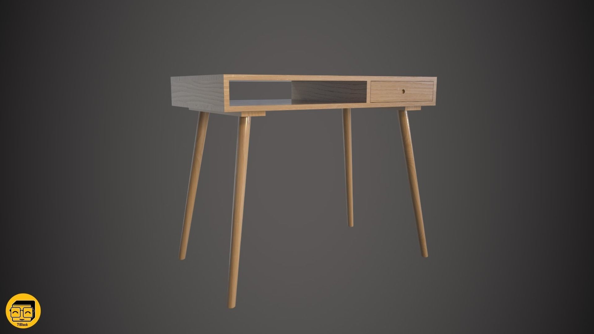 Office Desk with 4 different Materials Low-poly 3D model_3