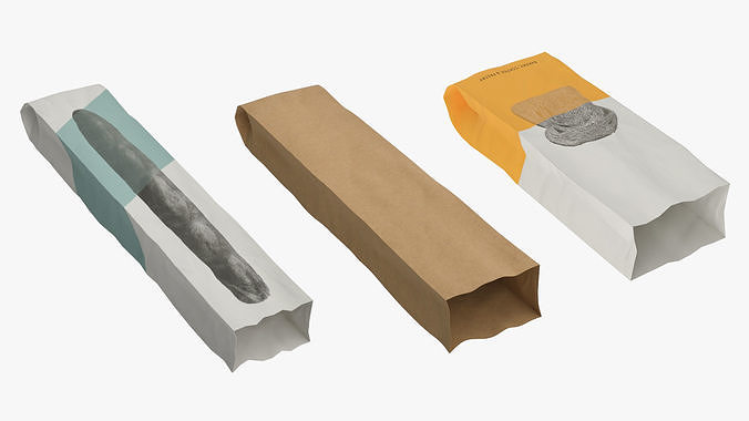 Paper Bread Bags Collection 3D Model Pack