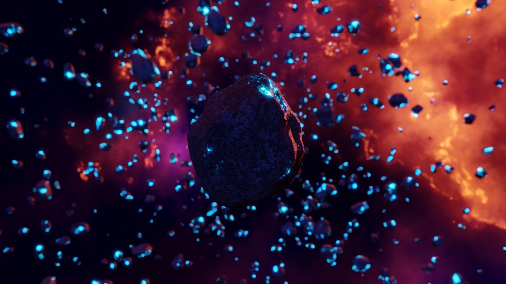 Glowing Asteroid Pack 3D model_12