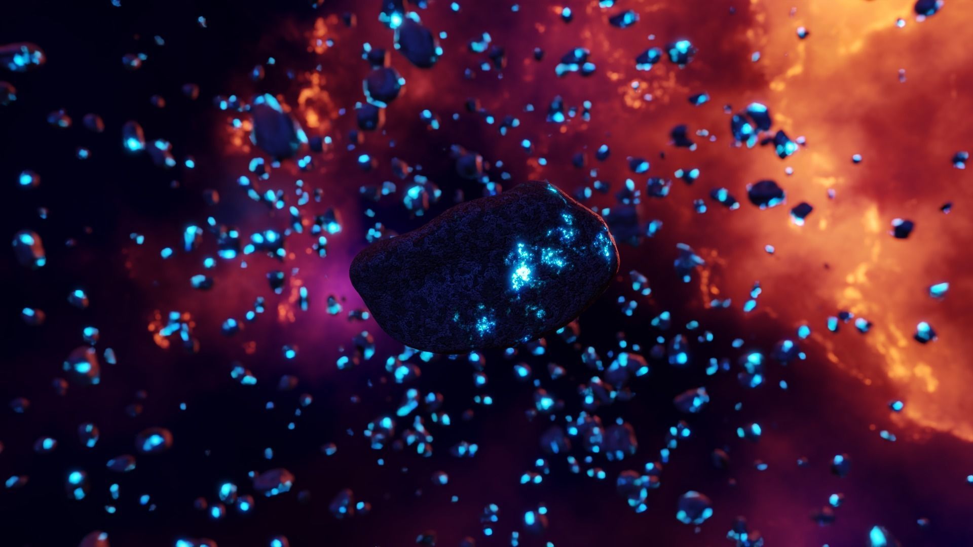 Glowing Asteroid Pack 3D model_6