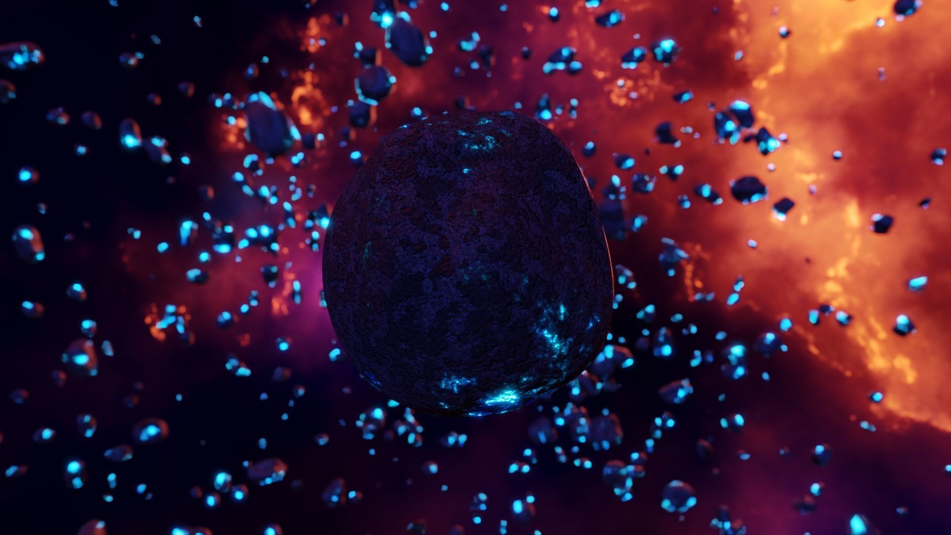 Glowing Asteroid Pack 3D model_11