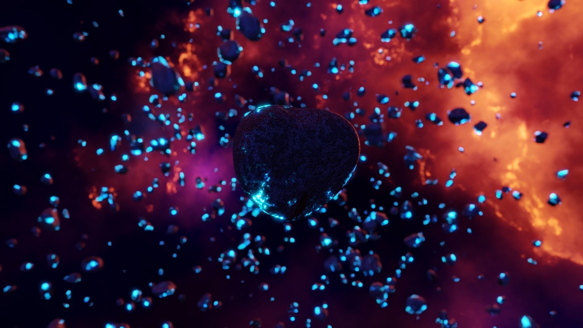 Glowing Asteroid Pack 3D model_8