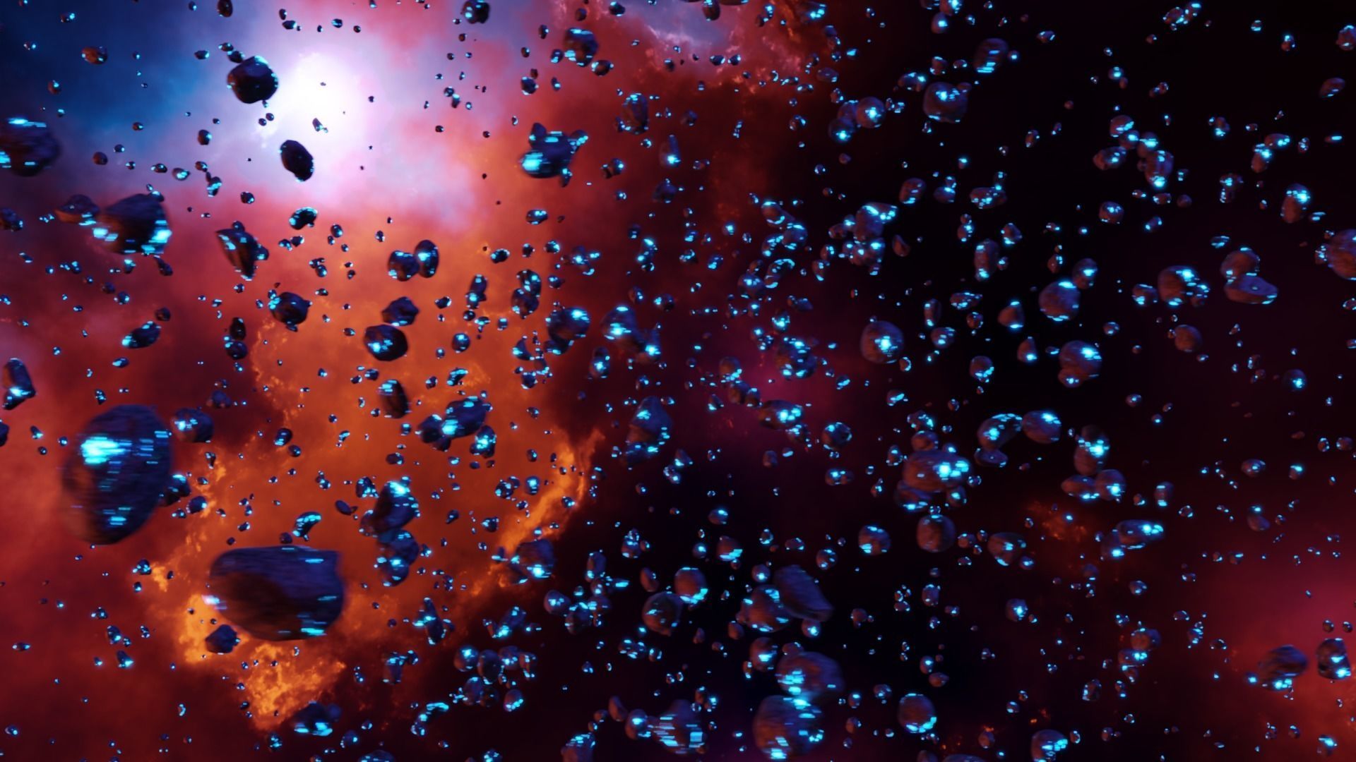 Glowing Asteroid Pack 3D model_3