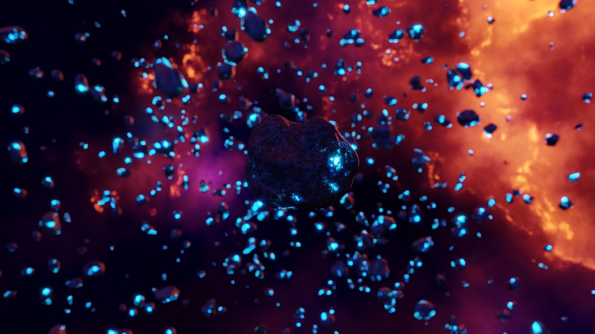 Glowing Asteroid Pack 3D model_9