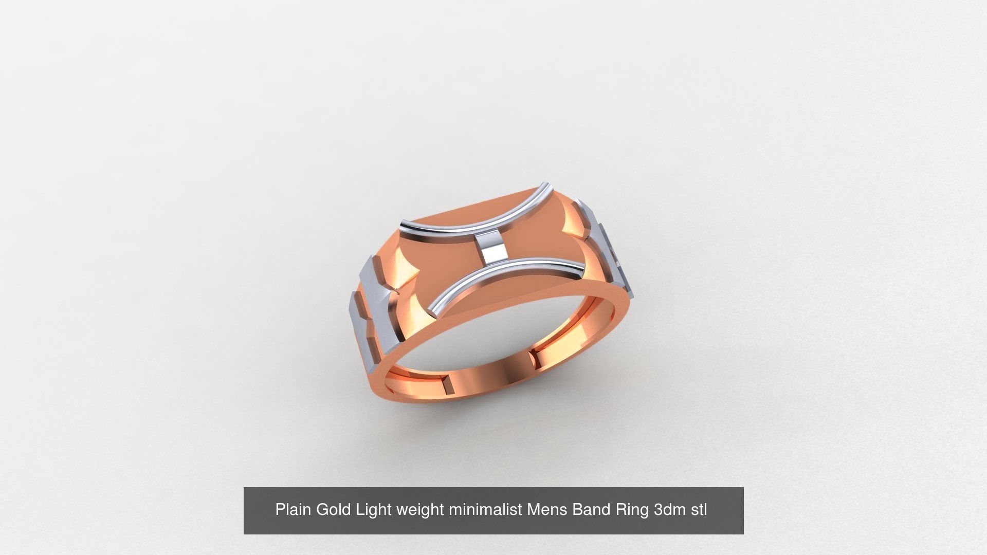65 Plain Gold Light weight minimalist Mens Band Ring 3dm stl  3D Model Collection_22