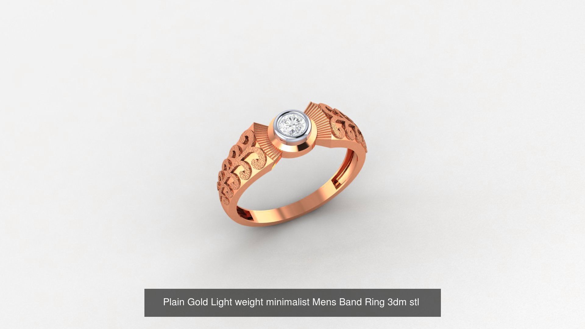 65 Plain Gold Light weight minimalist Mens Band Ring 3dm stl  3D Model Collection_39