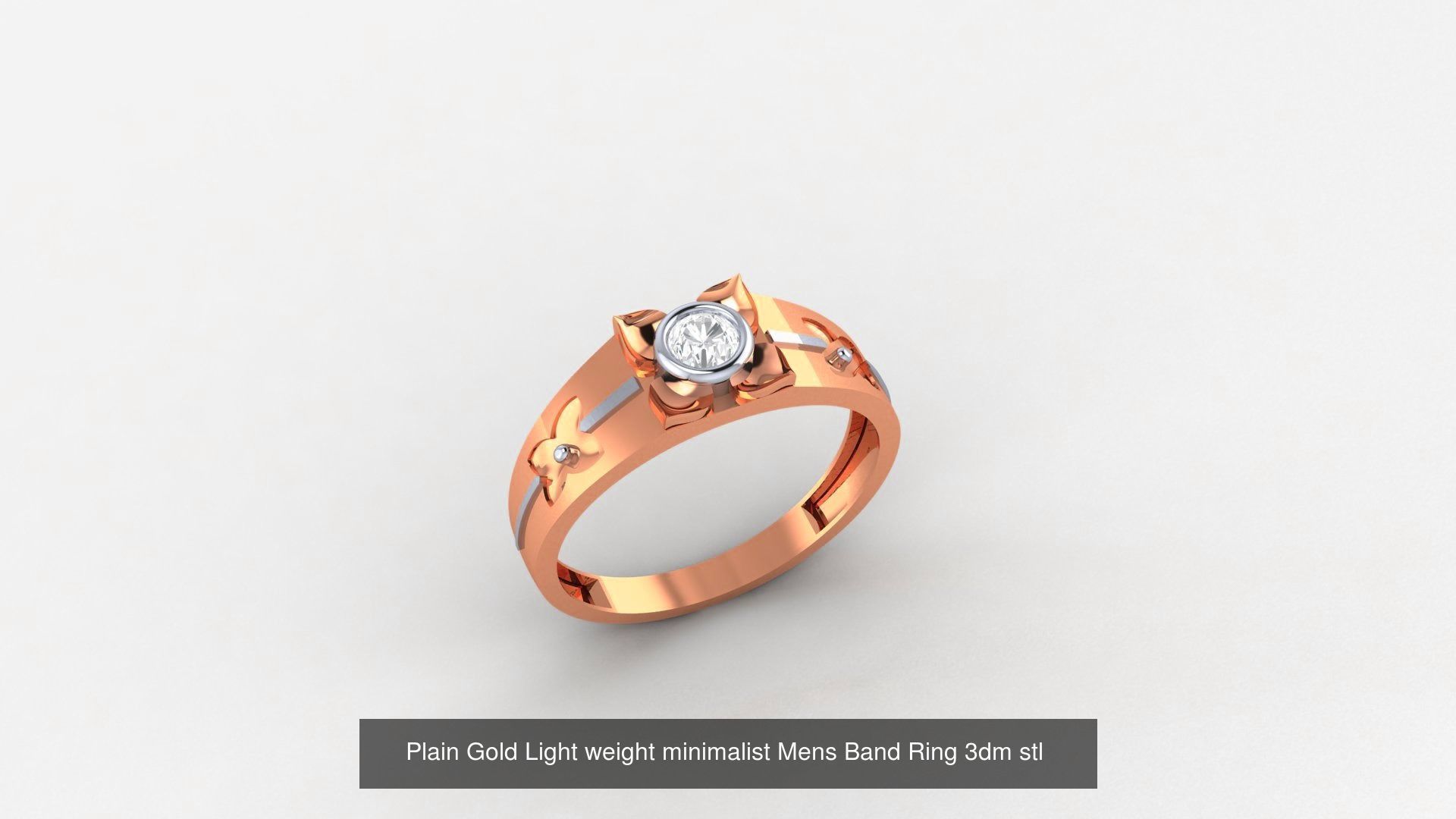 65 Plain Gold Light weight minimalist Mens Band Ring 3dm stl  3D Model Collection_40