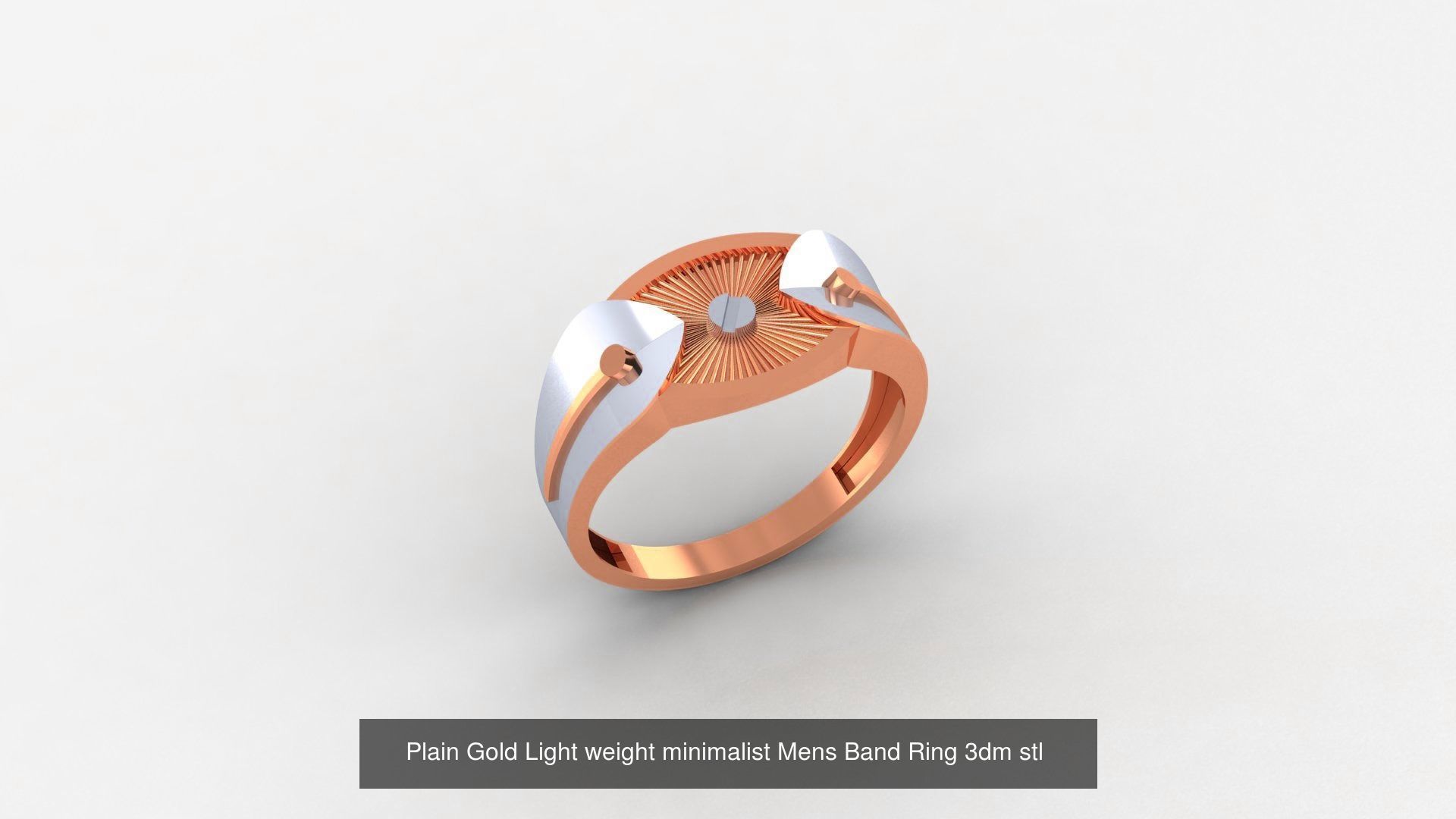 65 Plain Gold Light weight minimalist Mens Band Ring 3dm stl  3D Model Collection_45
