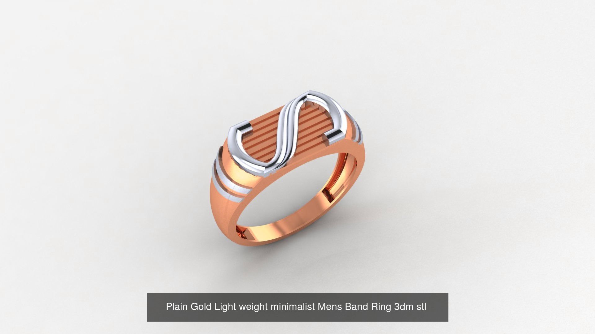 65 Plain Gold Light weight minimalist Mens Band Ring 3dm stl  3D Model Collection_44