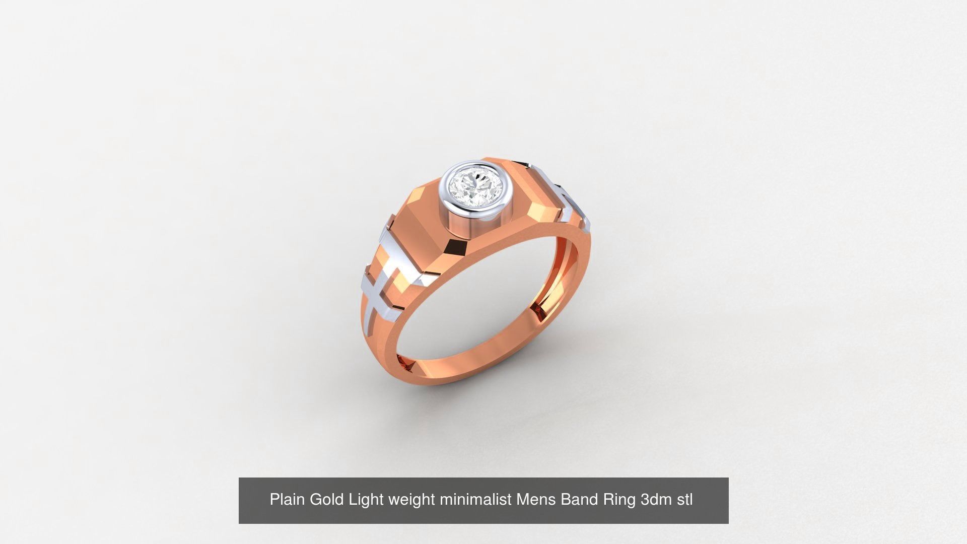 65 Plain Gold Light weight minimalist Mens Band Ring 3dm stl  3D Model Collection_38
