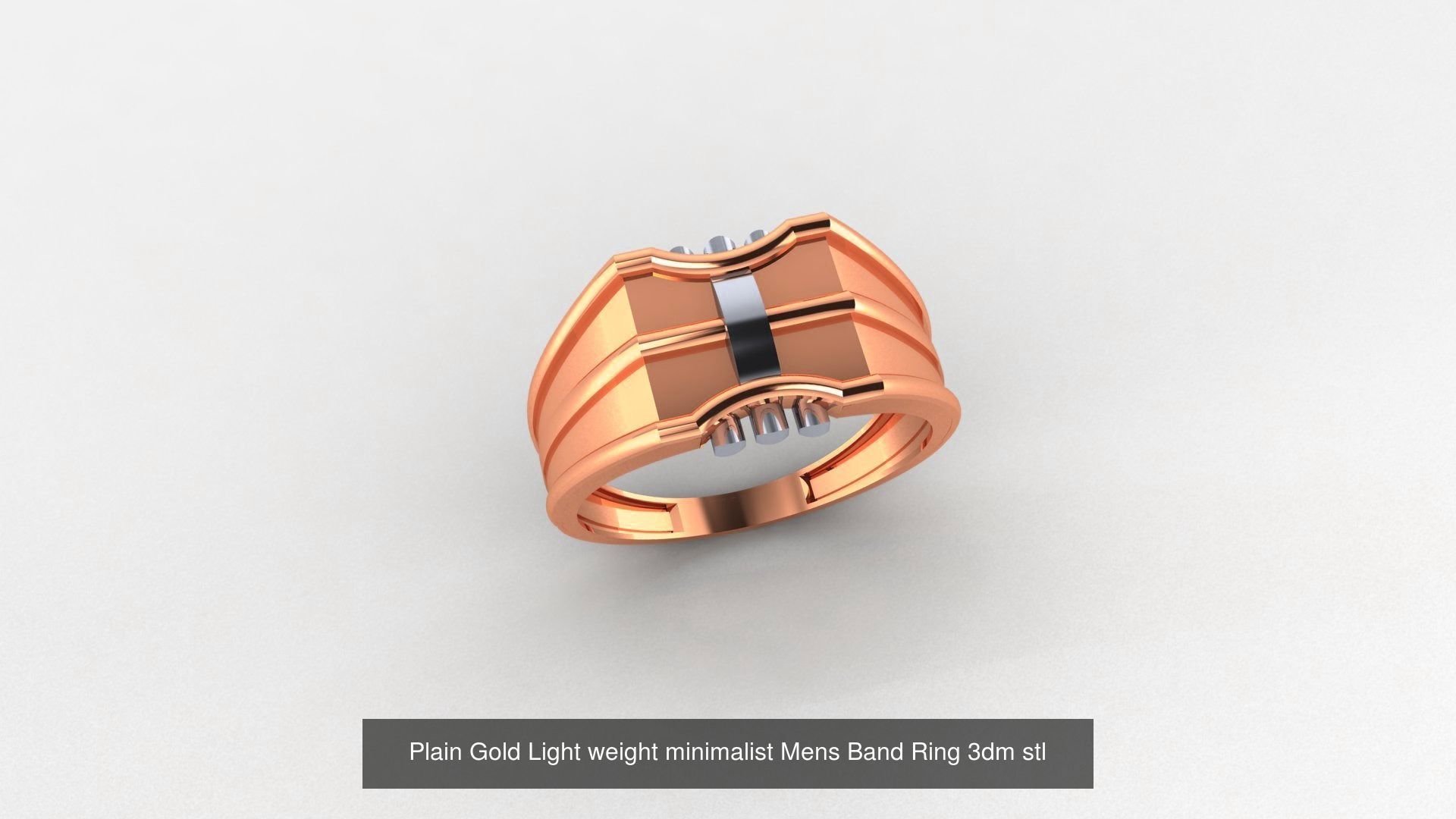 65 Plain Gold Light weight minimalist Mens Band Ring 3dm stl  3D Model Collection_5