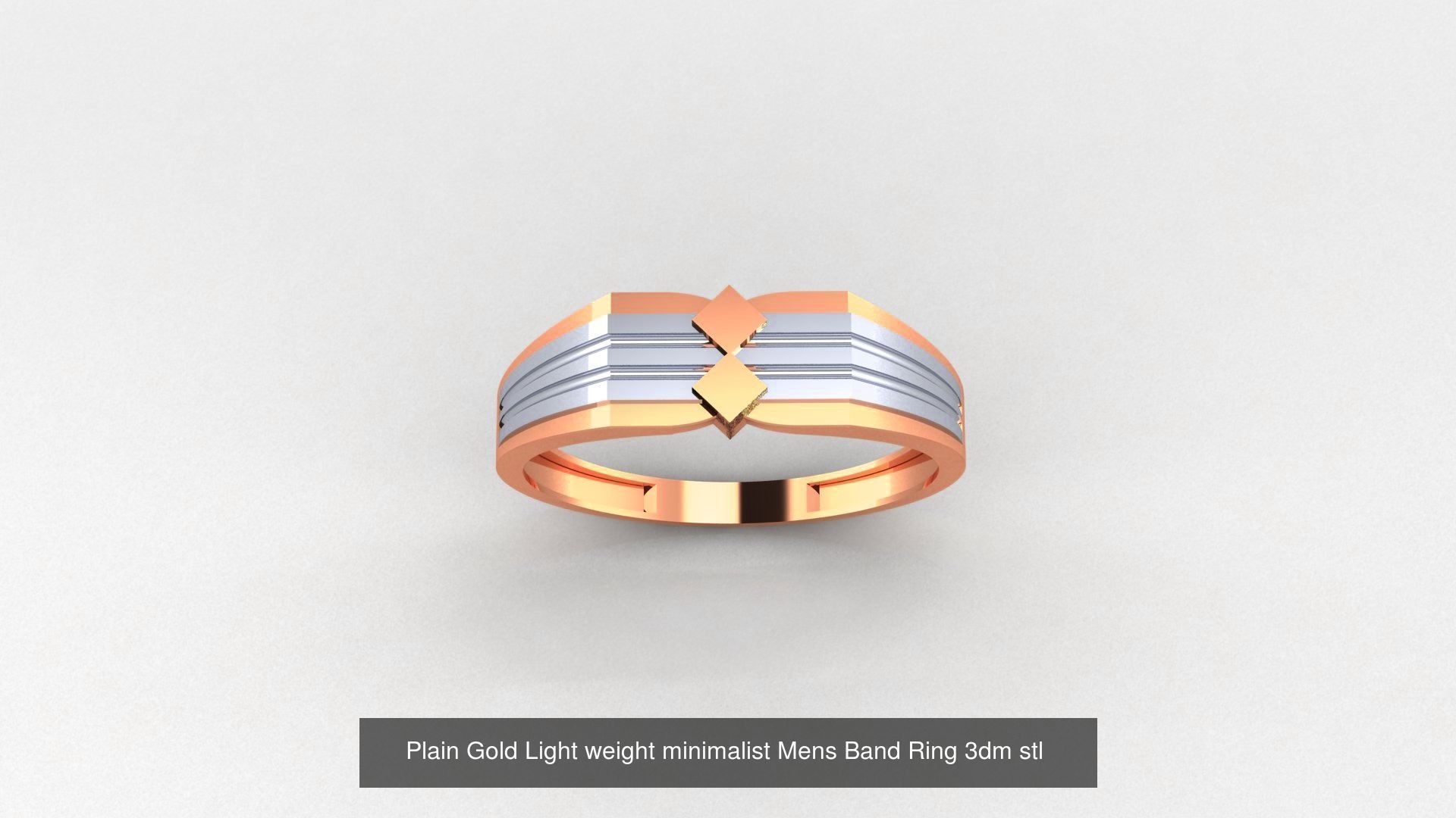65 Plain Gold Light weight minimalist Mens Band Ring 3dm stl  3D Model Collection_13