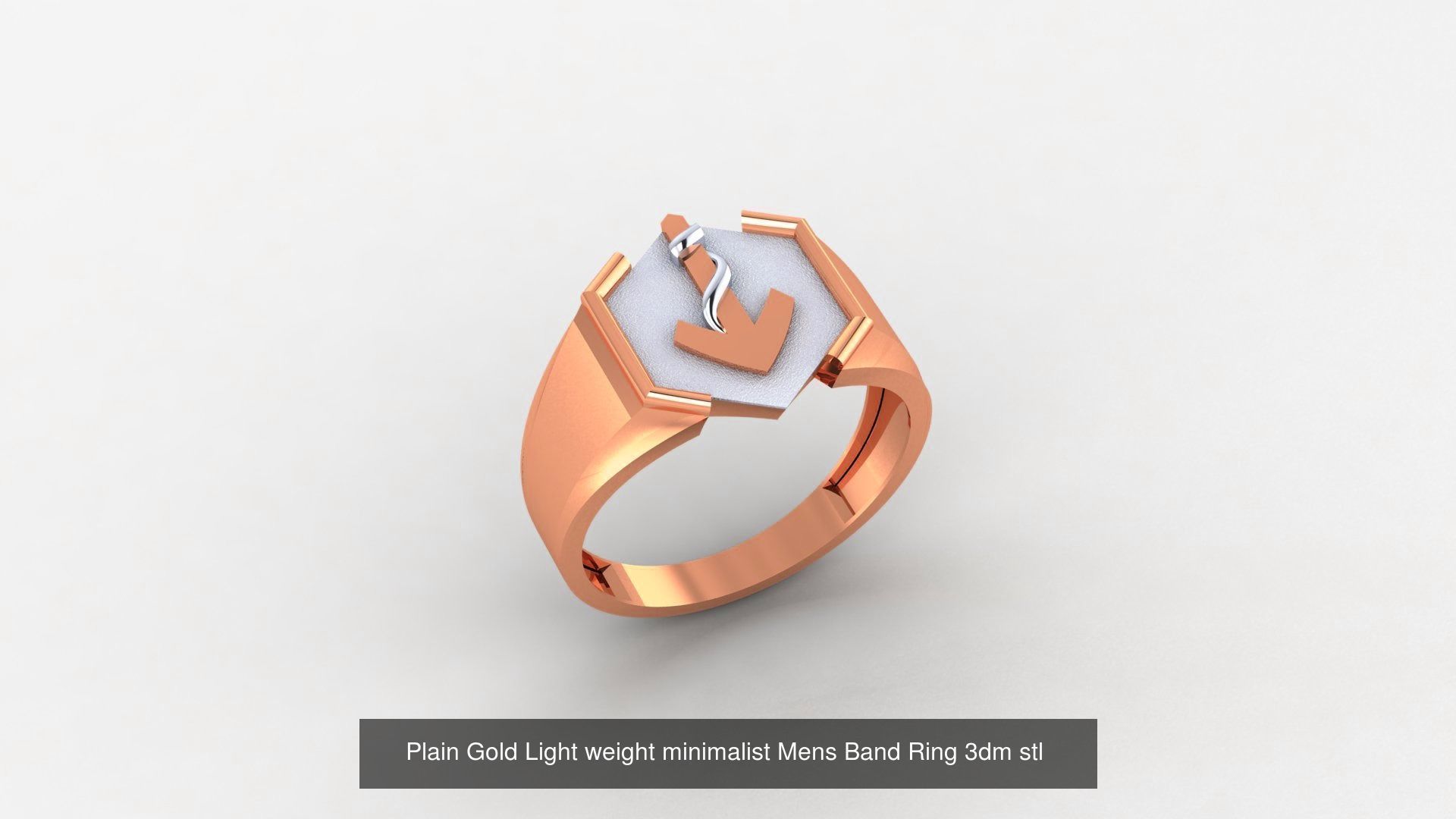 65 Plain Gold Light weight minimalist Mens Band Ring 3dm stl  3D Model Collection_54