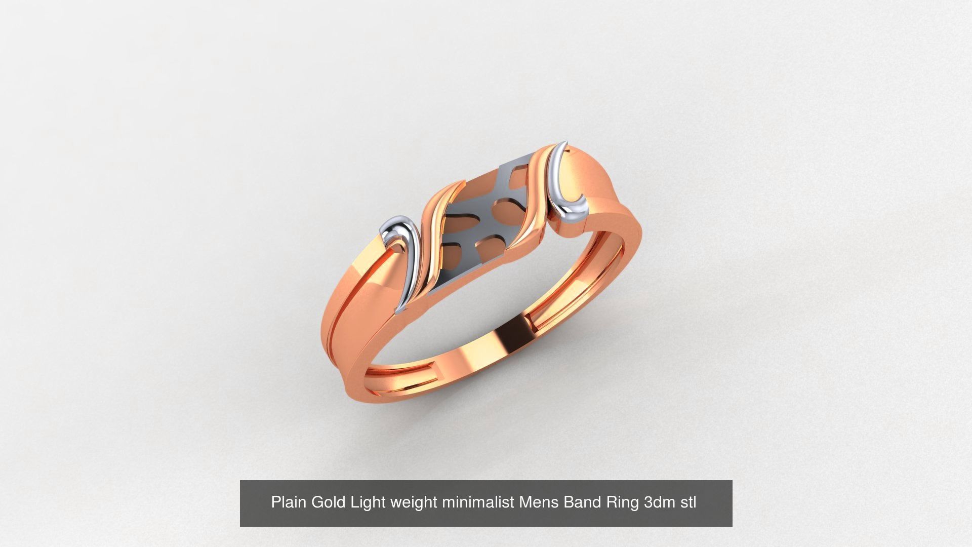 65 Plain Gold Light weight minimalist Mens Band Ring 3dm stl  3D Model Collection_19