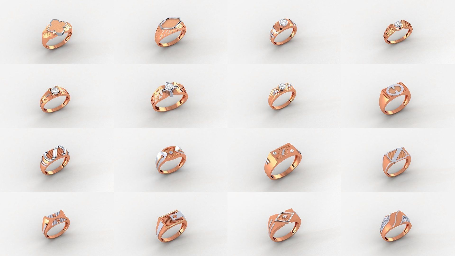 65 Plain Gold Light weight minimalist Mens Band Ring 3dm stl  3D Model Collection_2