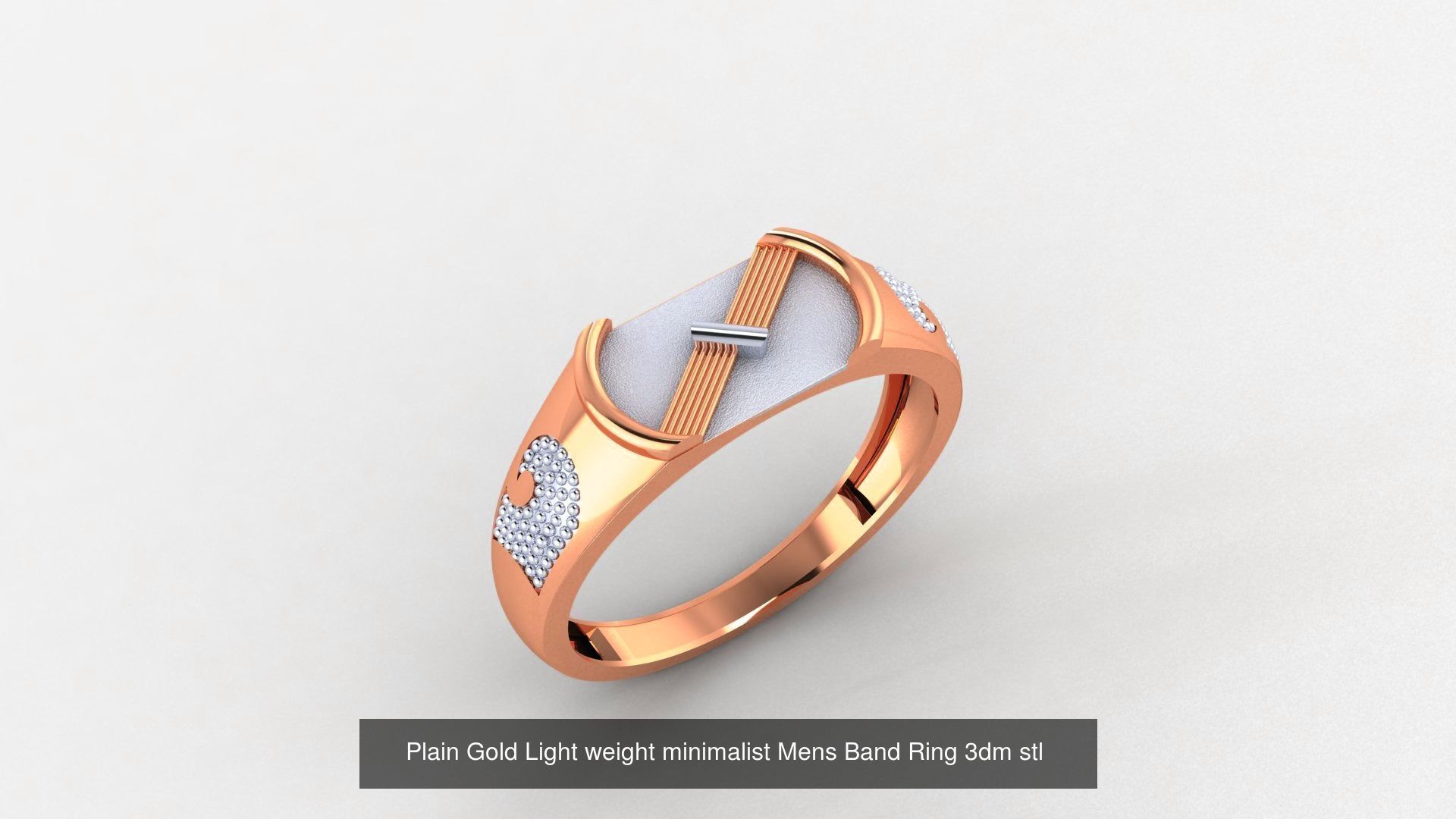 65 Plain Gold Light weight minimalist Mens Band Ring 3dm stl  3D Model Collection_30