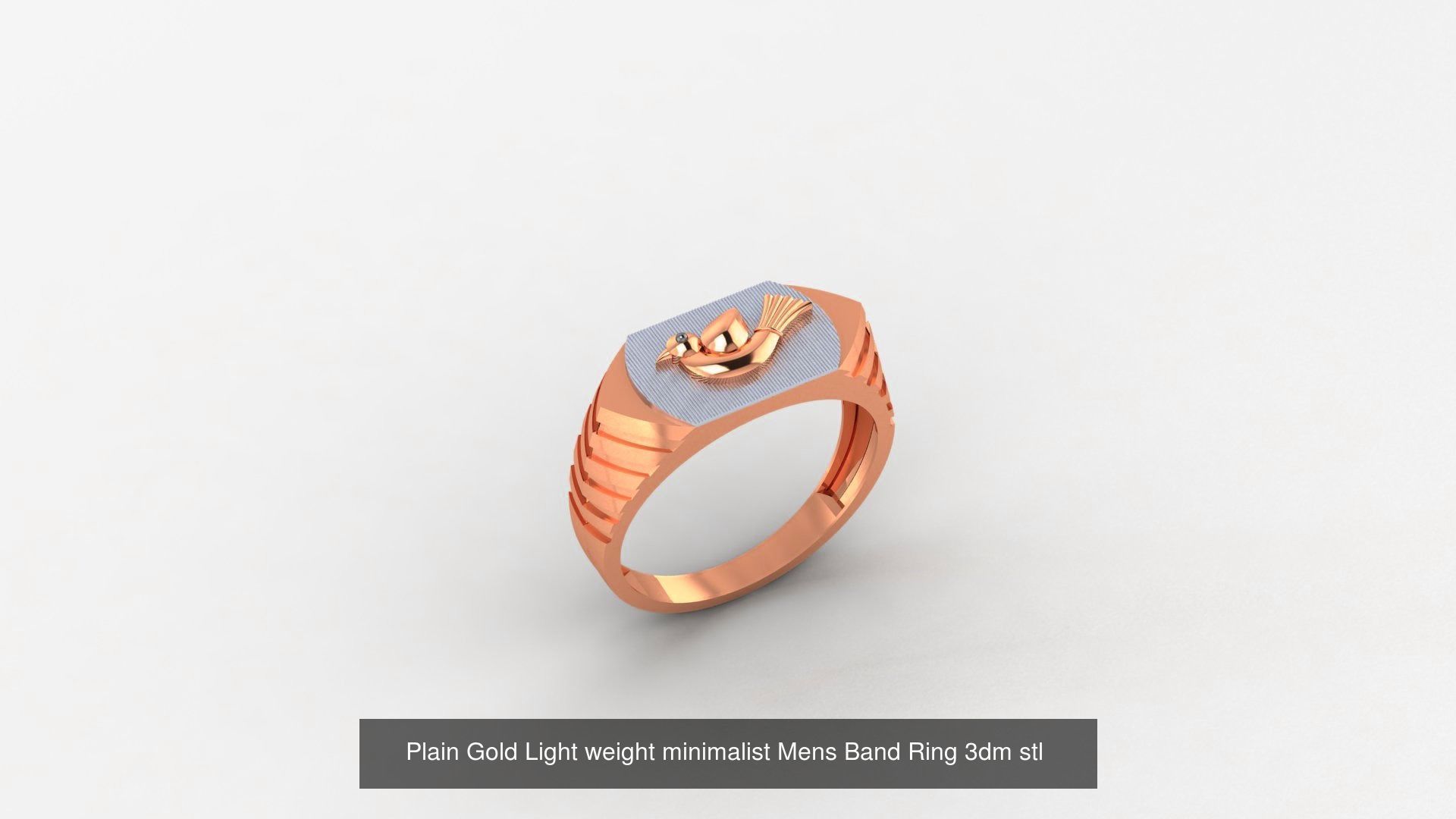 65 Plain Gold Light weight minimalist Mens Band Ring 3dm stl  3D Model Collection_59