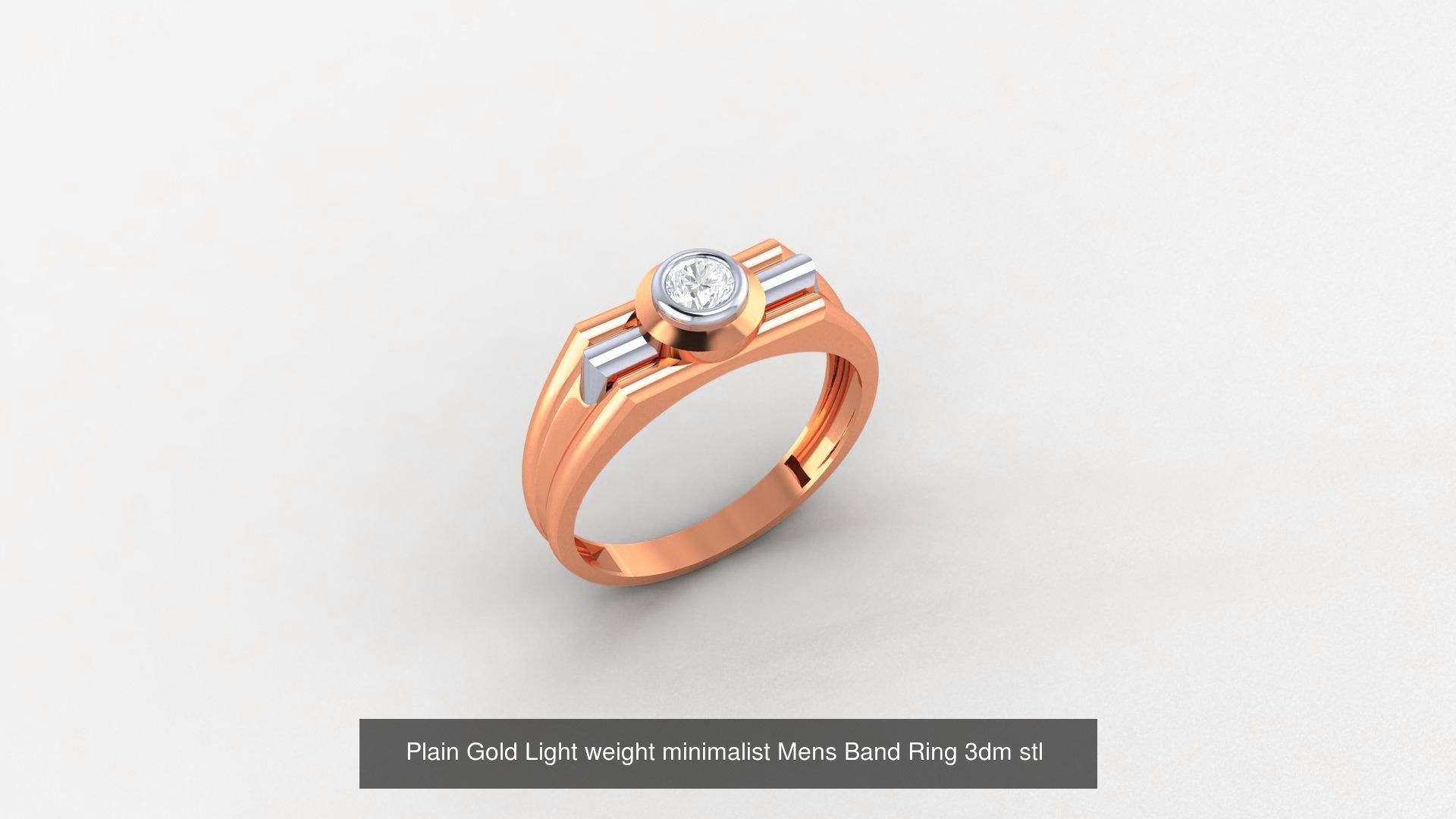 65 Plain Gold Light weight minimalist Mens Band Ring 3dm stl  3D Model Collection_42